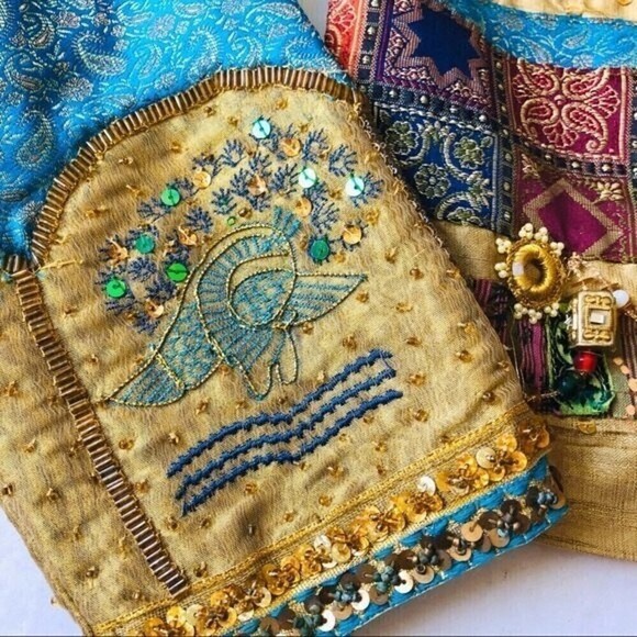 Sandy Starkman Boho Jacket Woven Silk Patchwork Embroidery Sequin Granny 90s S - Picture 11 of 16